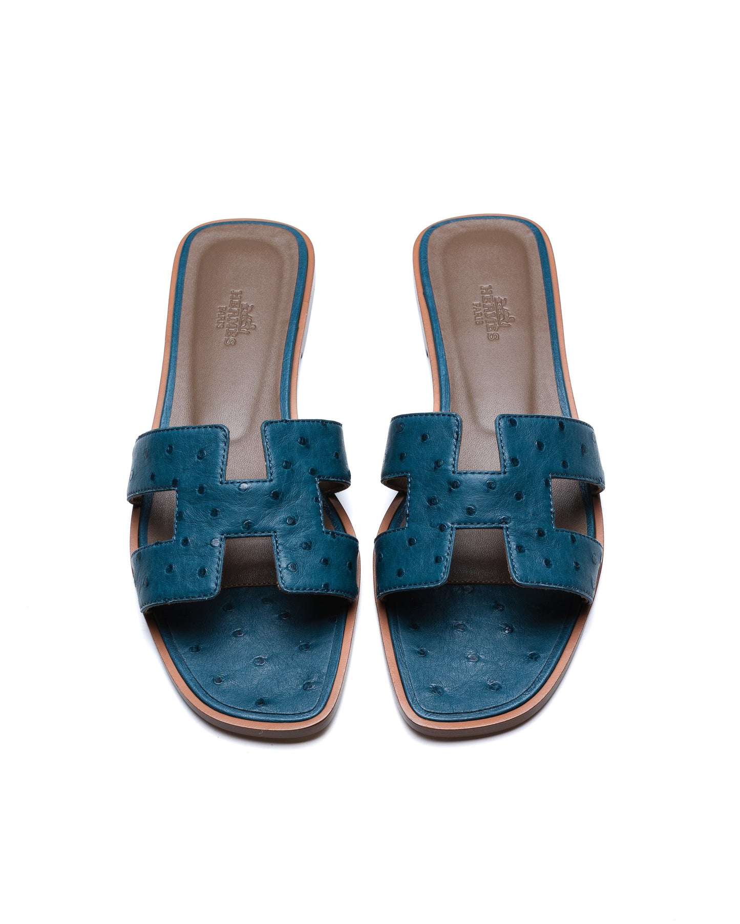 Oran Sandal Bleu in Ostrich Leather