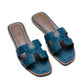 Oran Sandal Bleu in Ostrich Leather