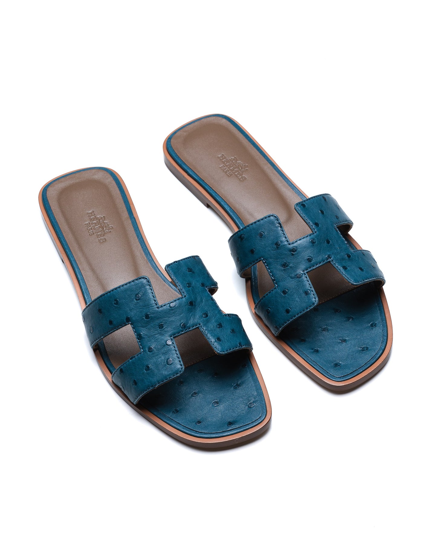 Oran Sandal Bleu in Ostrich Leather