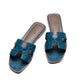 Oran Sandal Bleu in Ostrich Leather