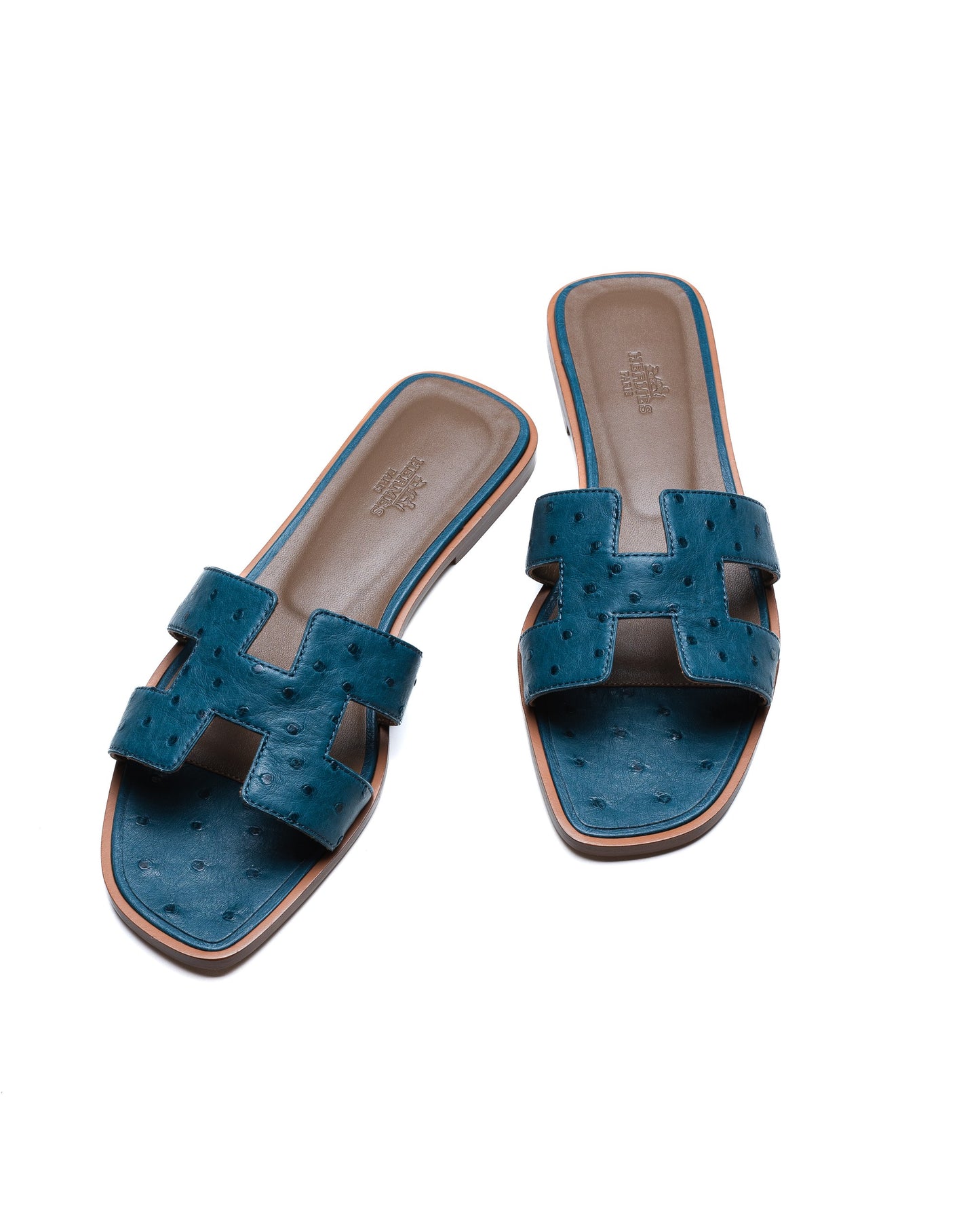 Oran Sandal Bleu in Ostrich Leather