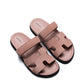 Chypre Sandal in Nude Suede Femme