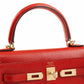 Kelly 25 Sellier Rouge De Ceour in Chevre Leather with Gold Hardware