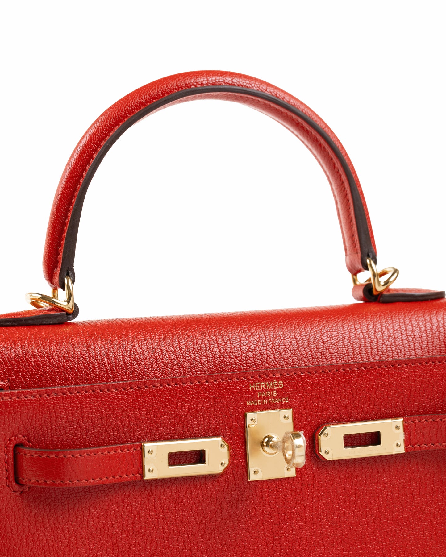 Kelly 25 Sellier Rouge De Ceour in Chevre Leather with Gold Hardware