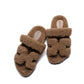 Chypre Sandal in Beige Argile in Shearling Femme