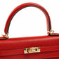Kelly 25 Sellier Rouge De Ceour in Chevre Leather with Gold Hardware