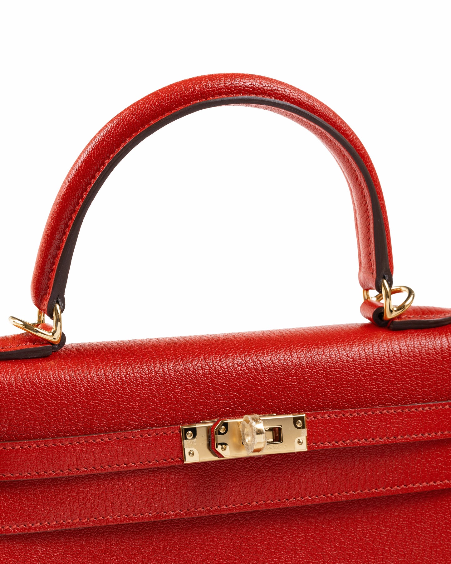 Kelly 25 Sellier Rouge De Ceour in Chevre Leather with Gold Hardware