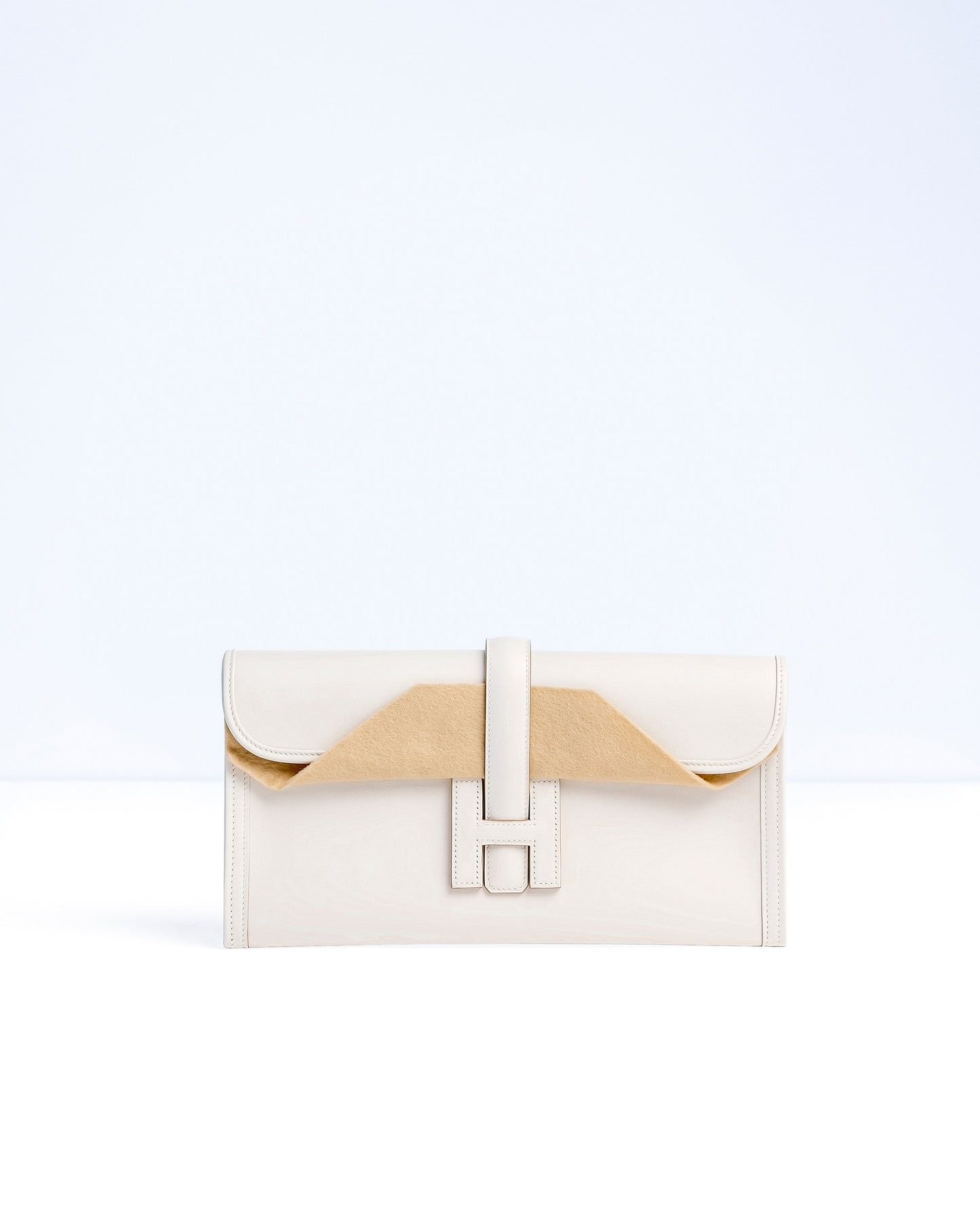 Hermès Jige Clutch Gris Pale in Swift Leather