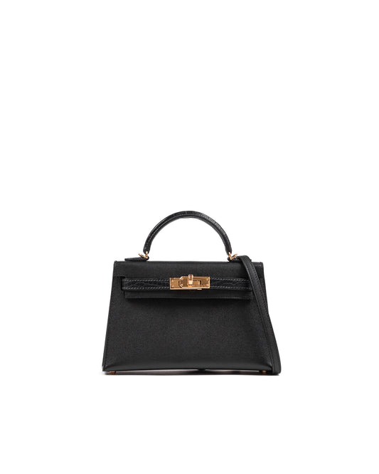 Kelly 20 Sellier Black in Madame Touch Alligator with Gold Hardware