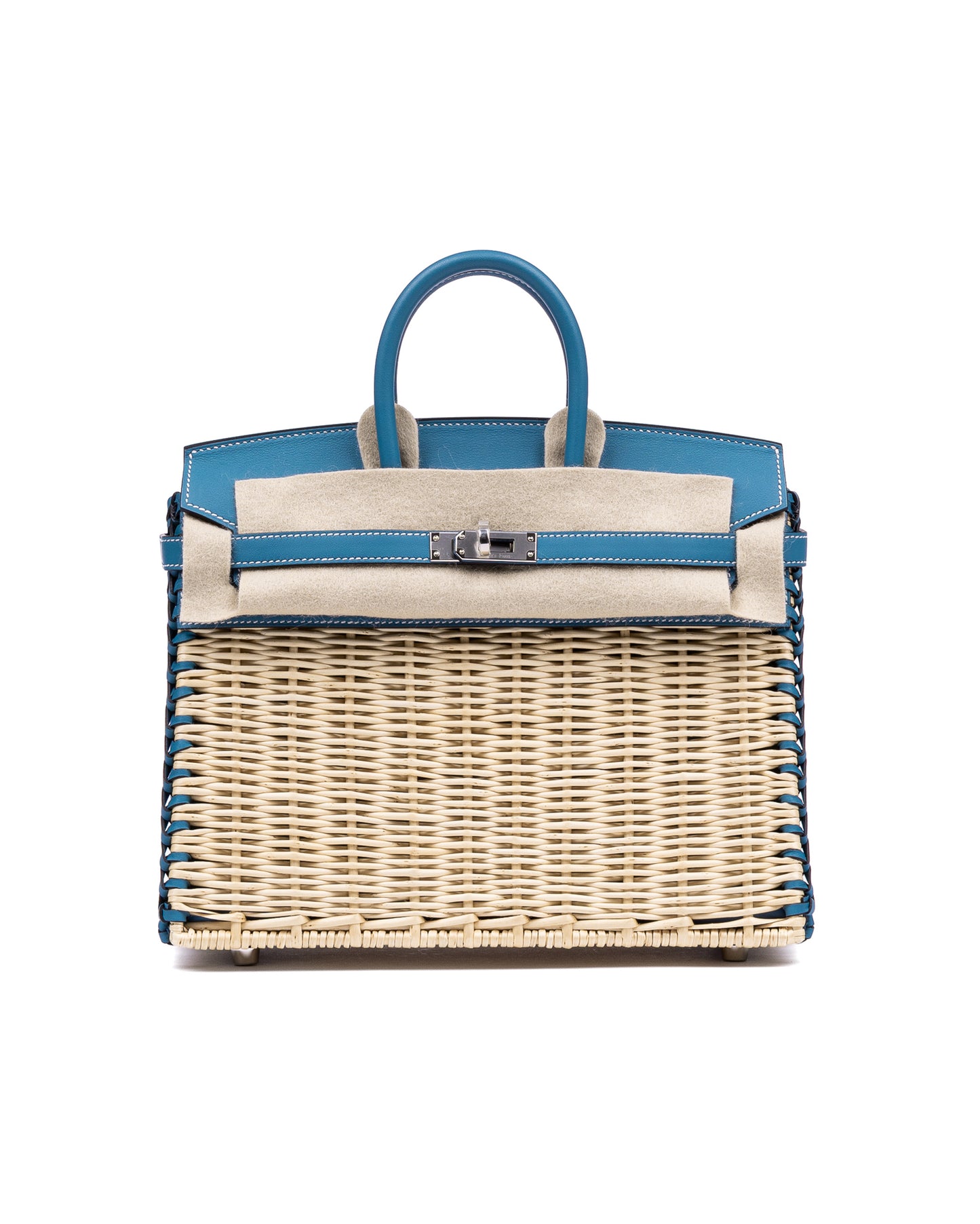 Hermès Birkin 25 Picnic Blue Jean in Swift & Osier Wicker with Palladium Hardware