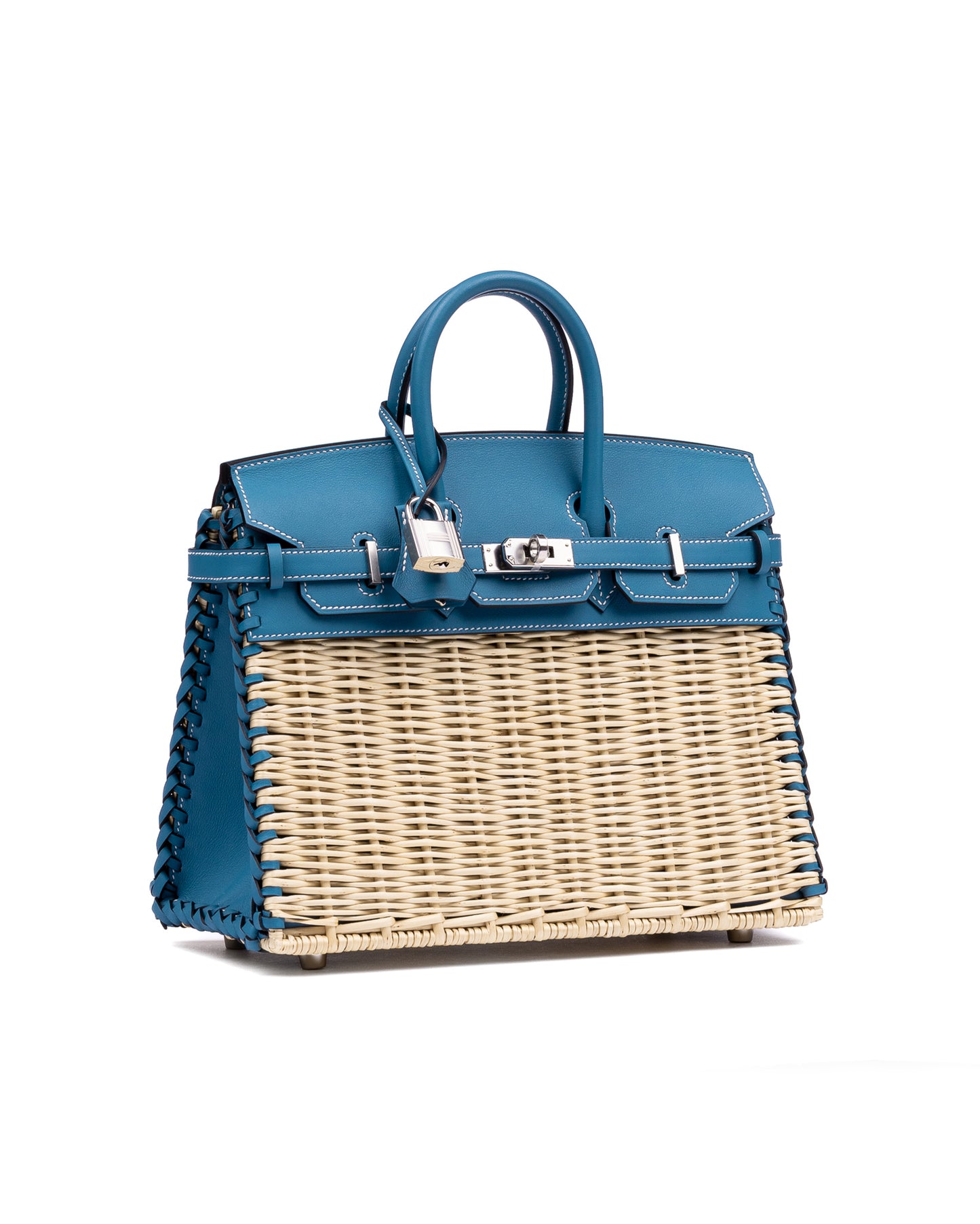 Hermès Birkin 25 Picnic Blue Jean in Swift & Osier Wicker with Palladium Hardware