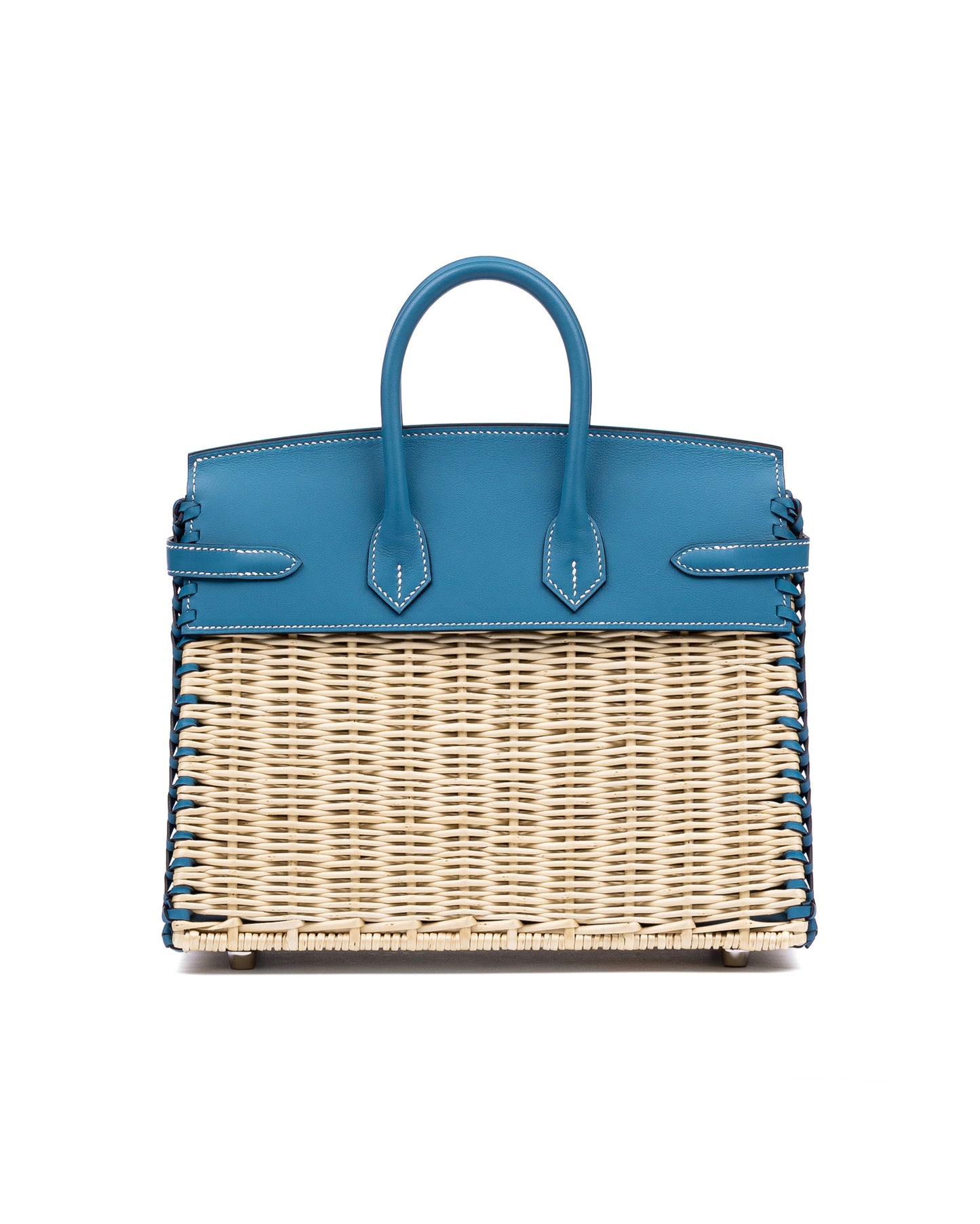 Hermès Birkin 25 Picnic Blue Jean in Swift & Osier Wicker with Palladium Hardware