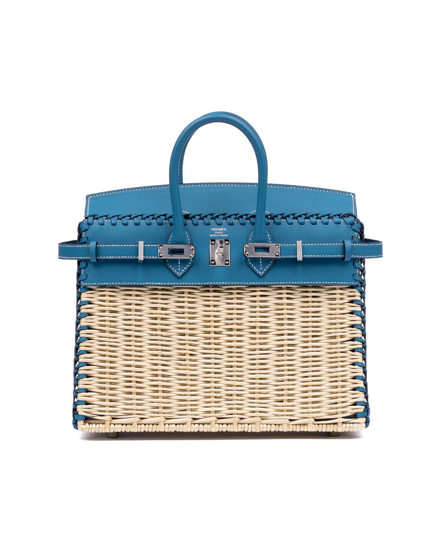 Hermès Birkin 25 Picnic Blue Jean in Swift & Osier Wicker with Palladium Hardware