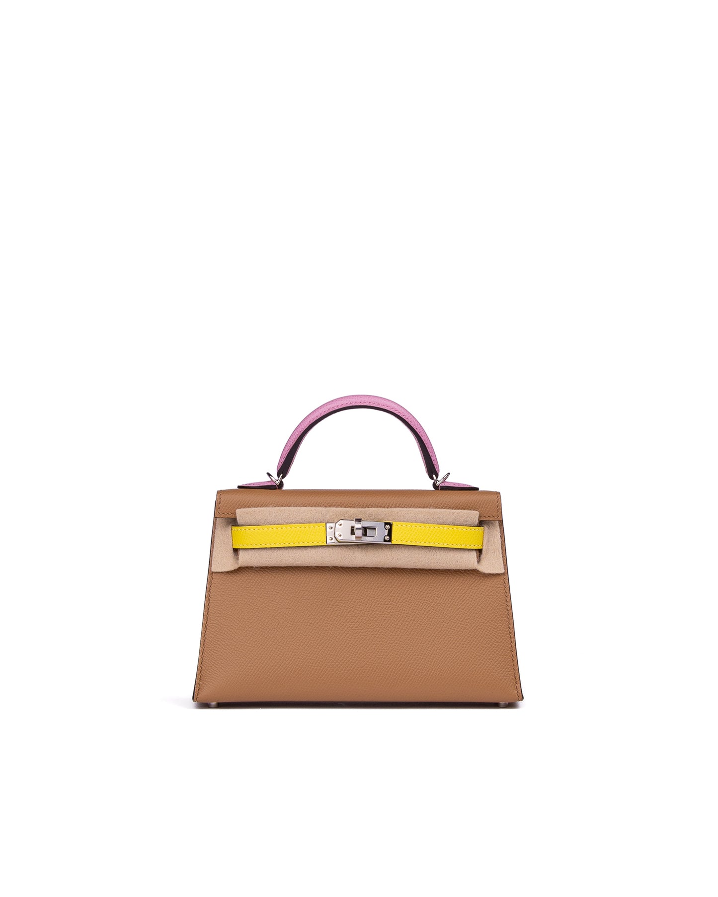 Hermès Kelly 20 Sellier Tri-Color Chai/Mauve Sylvestre/Lime in Epsom Leather with Palladium Hardware
