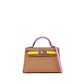 Hermès Kelly 20 Sellier Tri-Color Chai/Mauve Sylvestre/Lime in Epsom Leather with Palladium Hardware