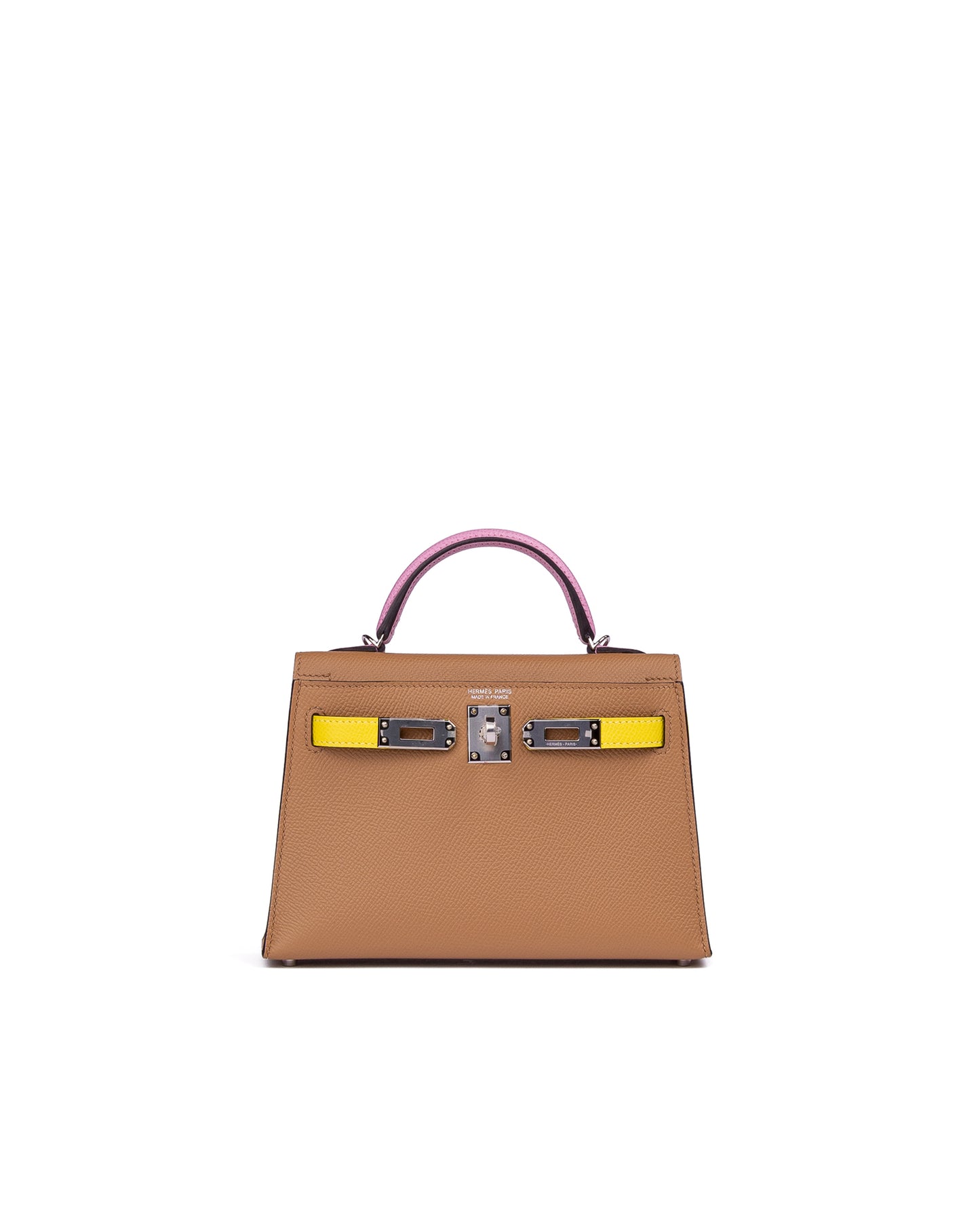 Hermès Kelly 20 Sellier Tri-Color Chai/Mauve Sylvestre/Lime in Epsom Leather with Palladium Hardware