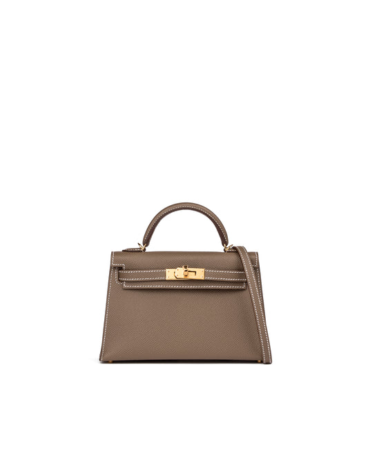 Hermès Kelly 20 Sellier Etoupe in Epsom Leather with Gold Hardware
