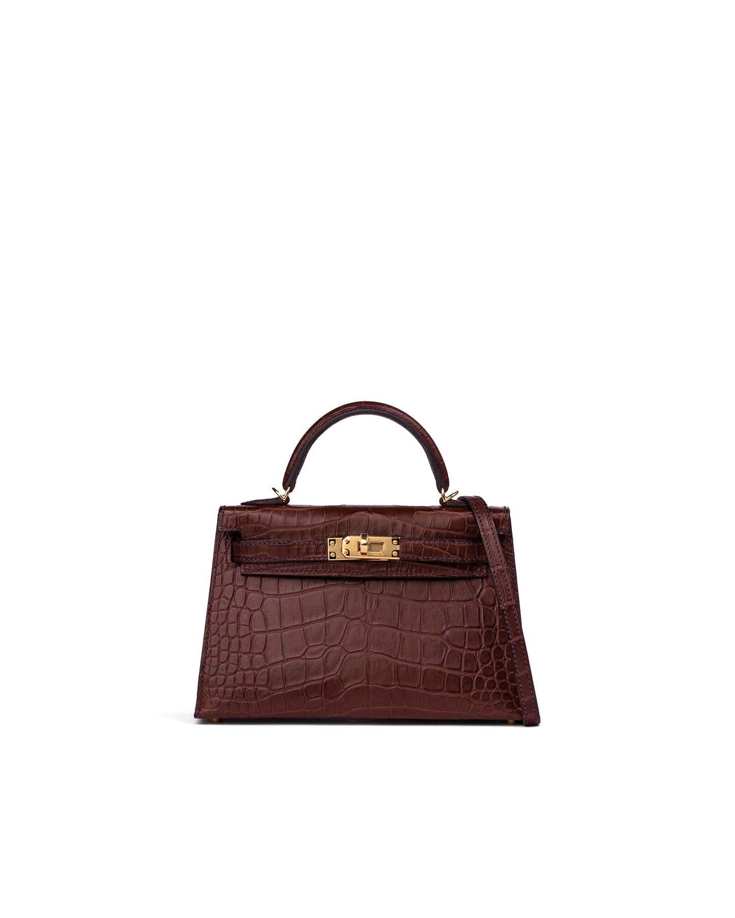 Hermès Kelly 20 Sellier Havane Matte Alligator Leather with Gold Hardware