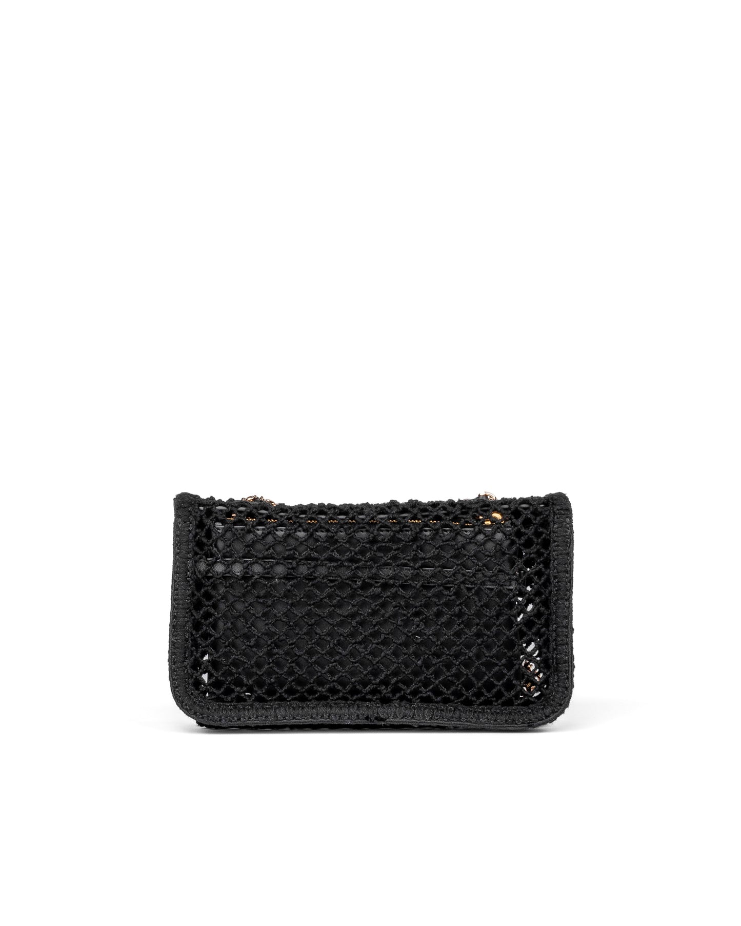 Chanel Small Flap Bag in Black Mesh with Gold-Tone Metal Charms