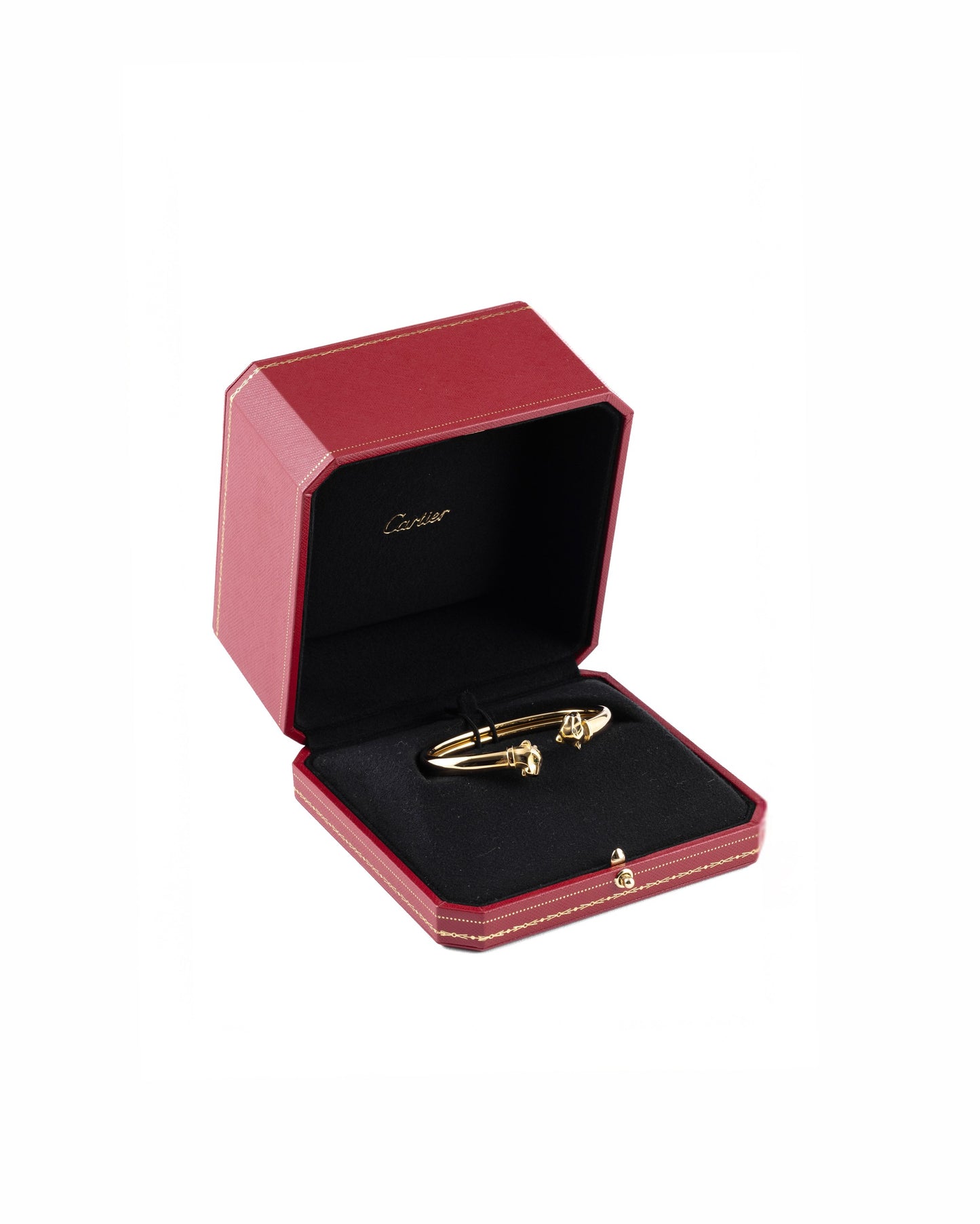 Cartier Panthère de Cartier Tsavorite Garnet & Onyx 18K Yellow Gold Open Cuff Bracelet (Size 17)