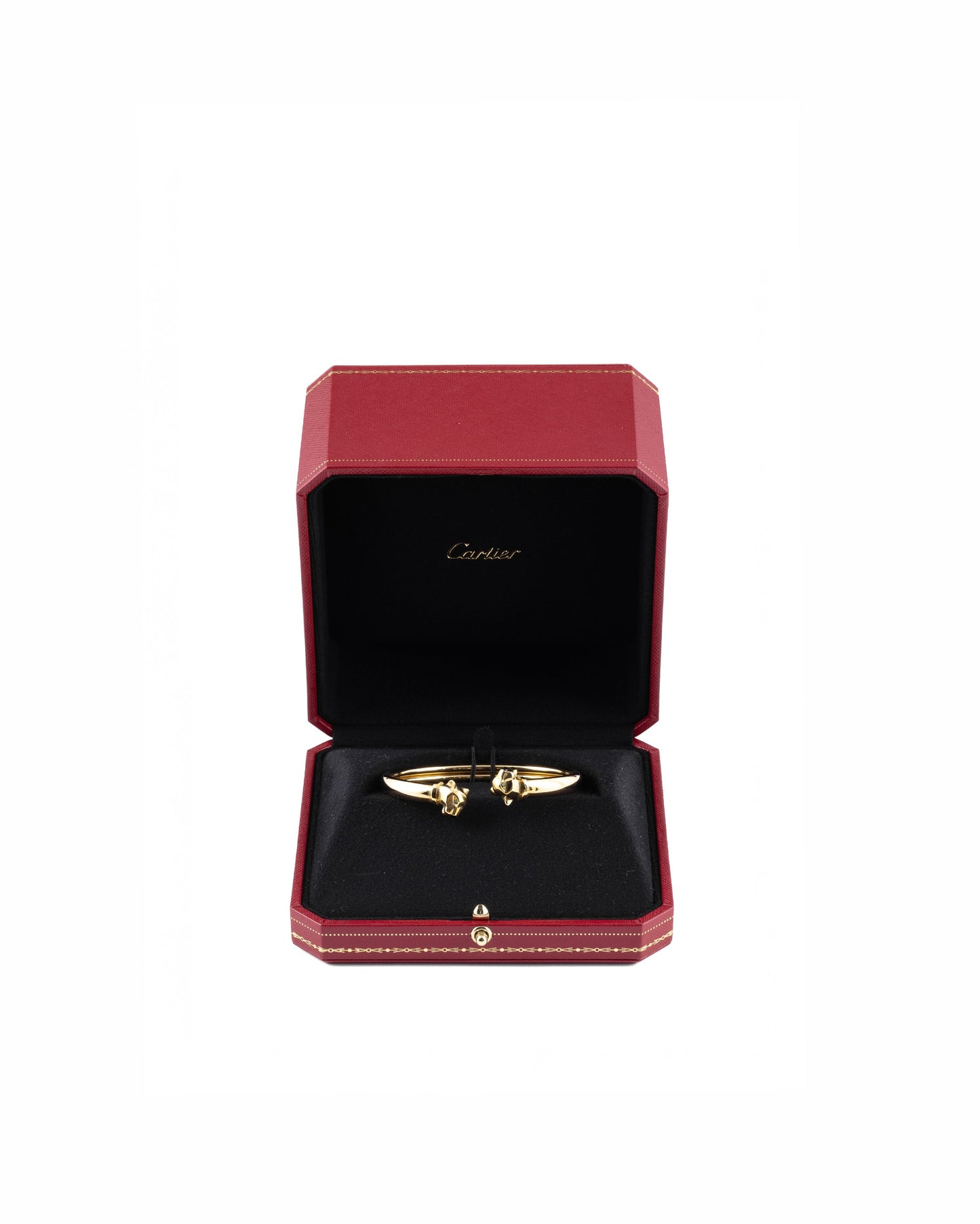 Cartier Panthère de Cartier Tsavorite Garnet & Onyx 18K Yellow Gold Open Cuff Bracelet (Size 17)