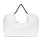 Chanel Large Tote in White Denim with Black Leather CC Logo and Gold-Tone Metal