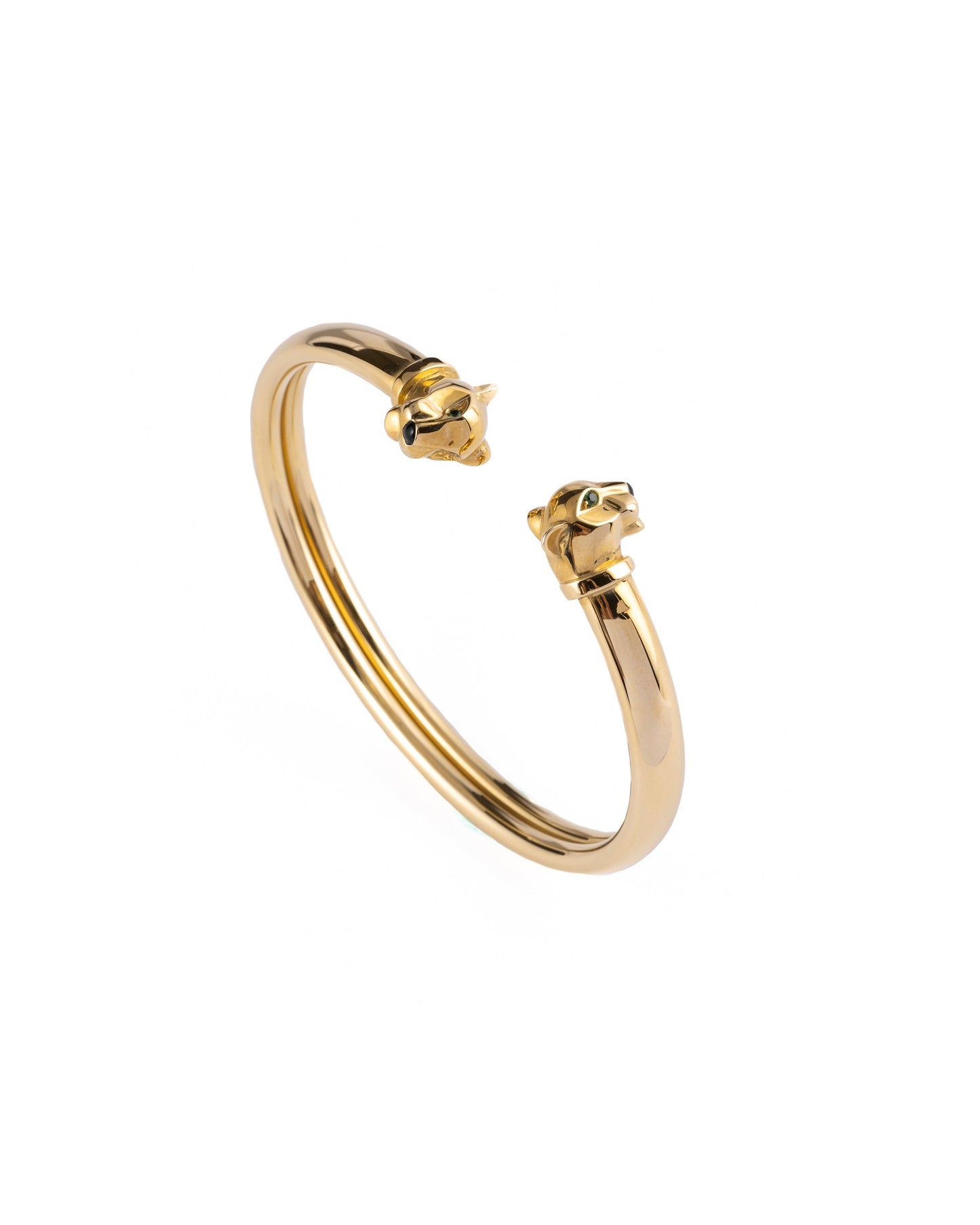 Cartier Panthère de Cartier Tsavorite Garnet & Onyx 18K Yellow Gold Open Cuff Bracelet (Size 17)