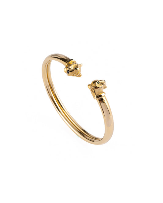 Cartier Panthère de Cartier Tsavorite Garnet & Onyx 18K Yellow Gold Open Cuff Bracelet (Size 17)