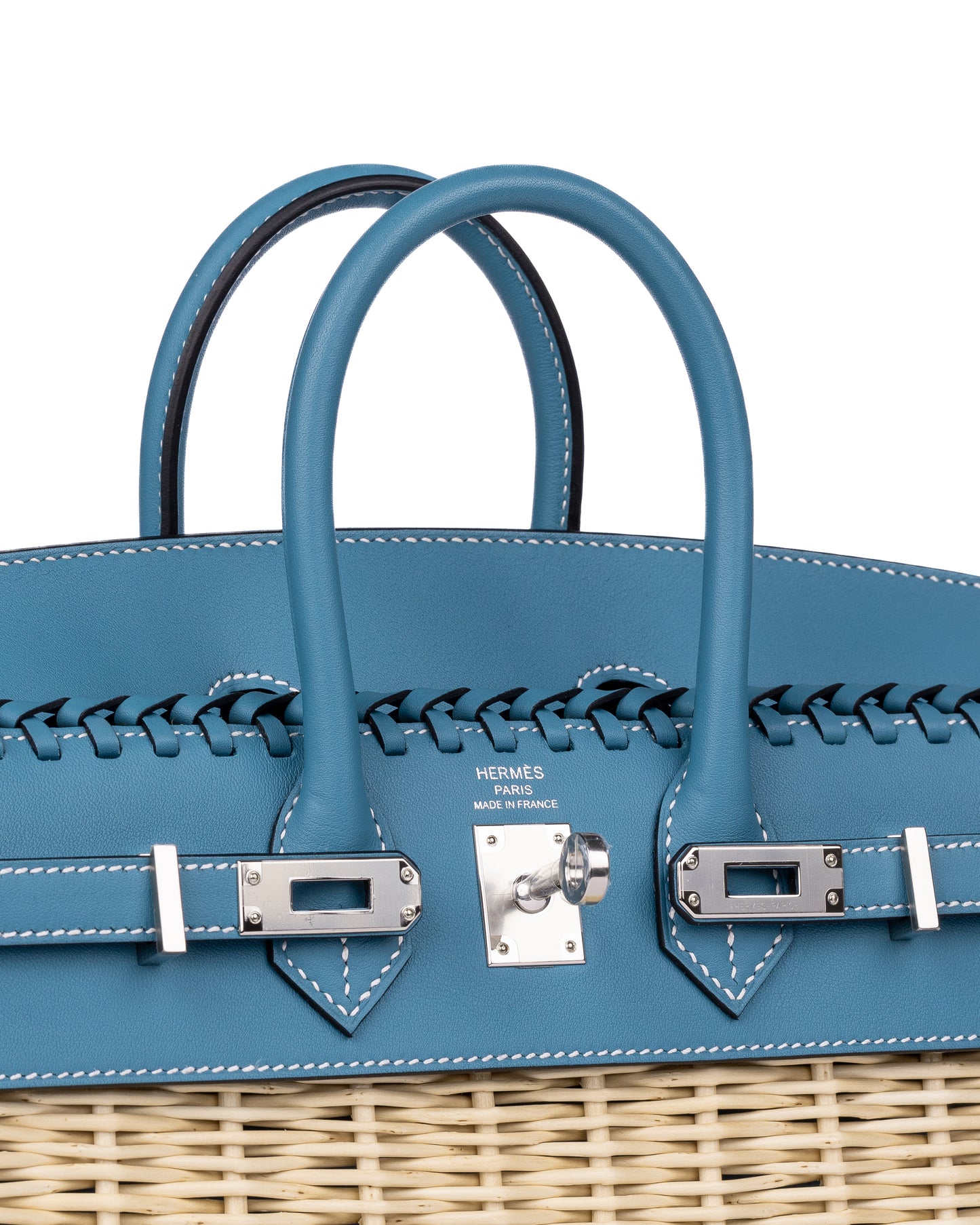 Hermès Birkin 25 Picnic Blue Jean in Swift & Osier Wicker with Palladium Hardware