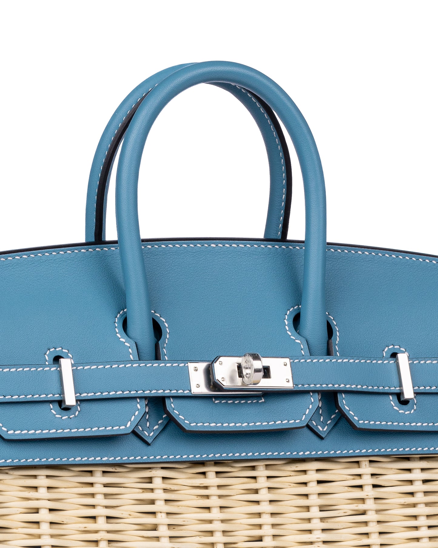 Hermès Birkin 25 Picnic Blue Jean in Swift & Osier Wicker with Palladium Hardware