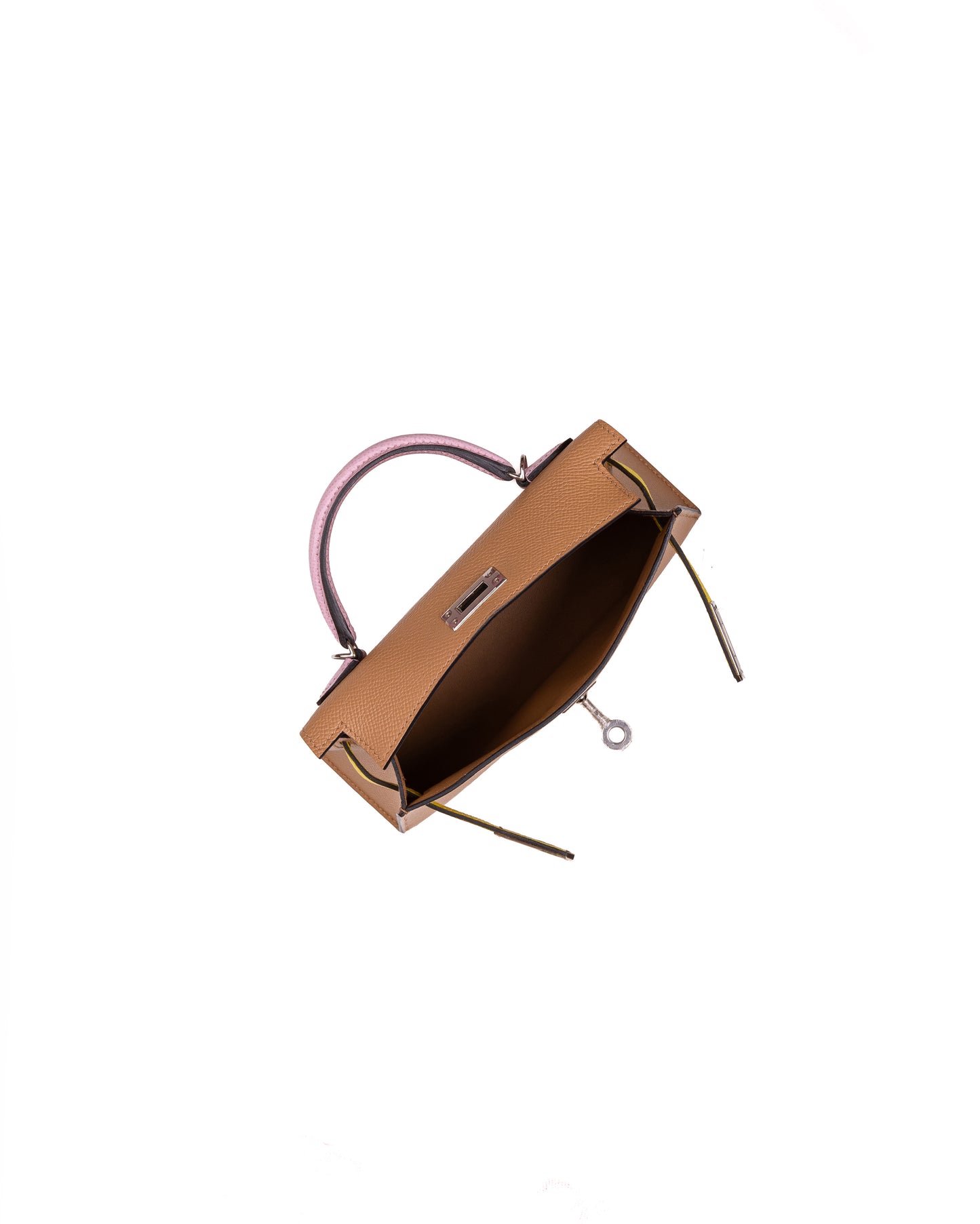 Hermès Kelly 20 Sellier Tri-Color Chai/Mauve Sylvestre/Lime in Epsom Leather with Palladium Hardware