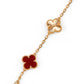 Van Cleef & Arpels 18k Rose Gold Carnelian 5 Motifs Guilloche Vintage Alhambra Bracelet
