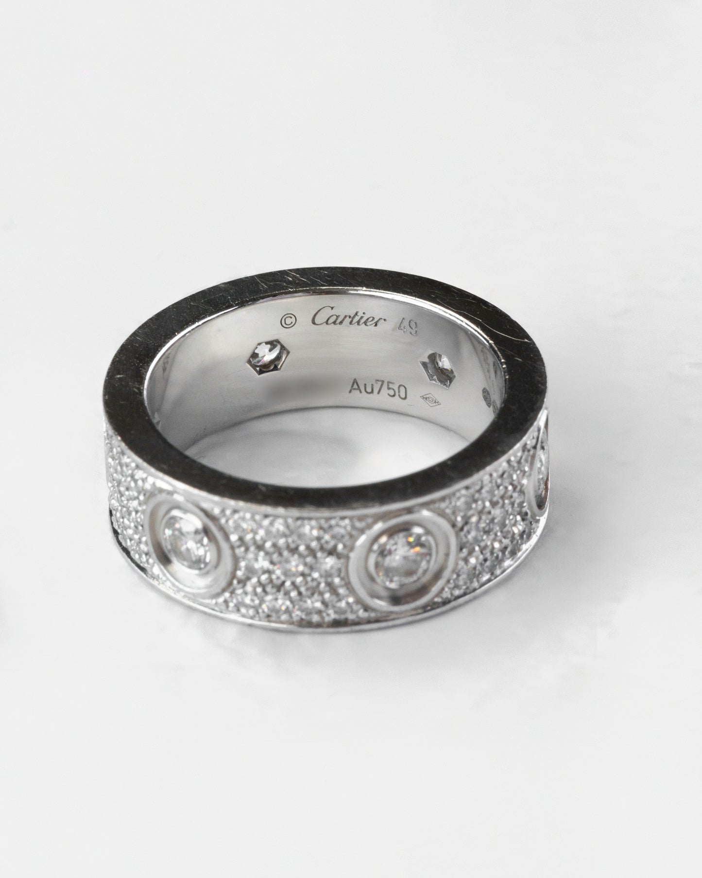 Cartier Love Ring in White Gold and Diamond Paved size 49