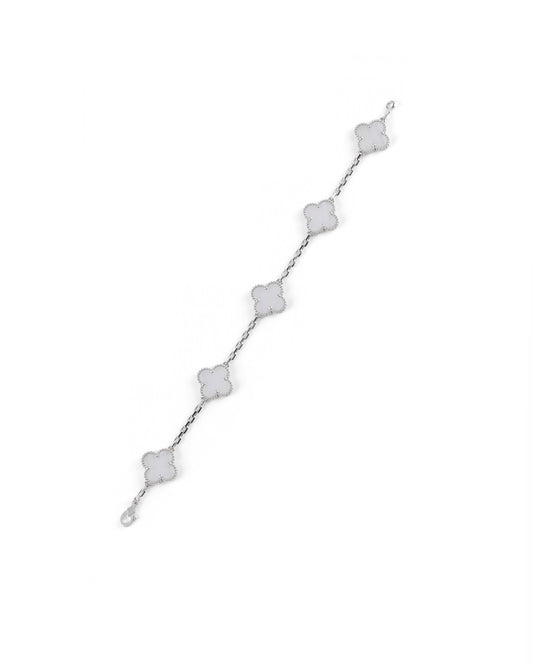 Van Cleef & Arpels 18k White Mop 5 Motifs Vintage Alhambra Bracelet
