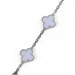 Van Cleef & Arpels Chalcedony 5 Motif 18k White Gold Station Vintage Alhambra Bracelet