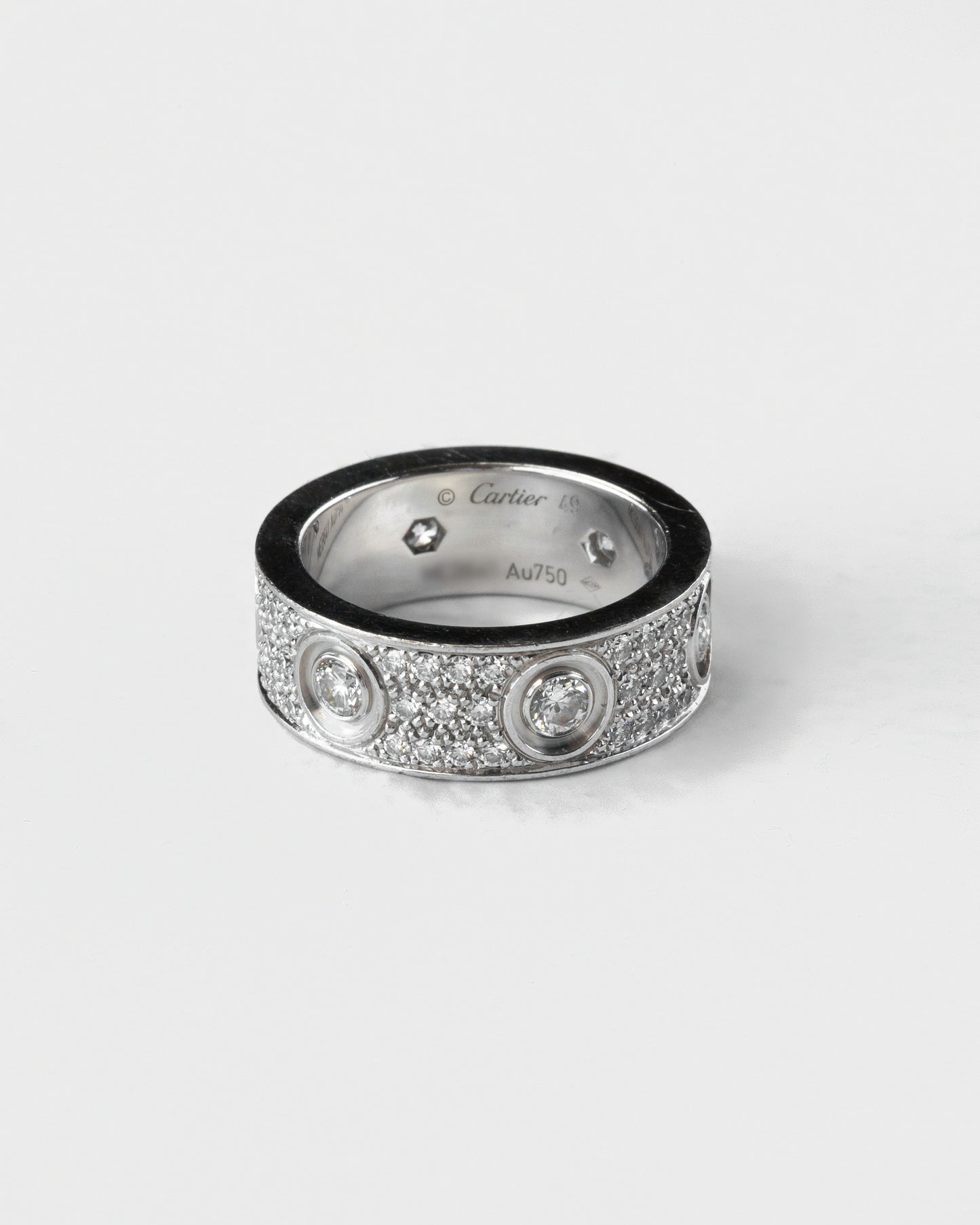 Cartier Love Ring in White Gold and Diamond Paved size 49