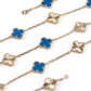 Van Cleef & Arpels Diamond and Guilloche Blue Agate Alhambra Necklace