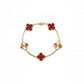 Van Cleef & Arpels 18k Rose Gold Carnelian 5 Motifs Guilloche Vintage Alhambra Bracelet