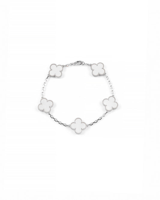 Van Cleef & Arpels 18k White Mop 5 Motifs Vintage Alhambra Bracelet