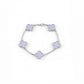 Van Cleef & Arpels Chalcedony 5 Motif 18k White Gold Station Vintage Alhambra Bracelet
