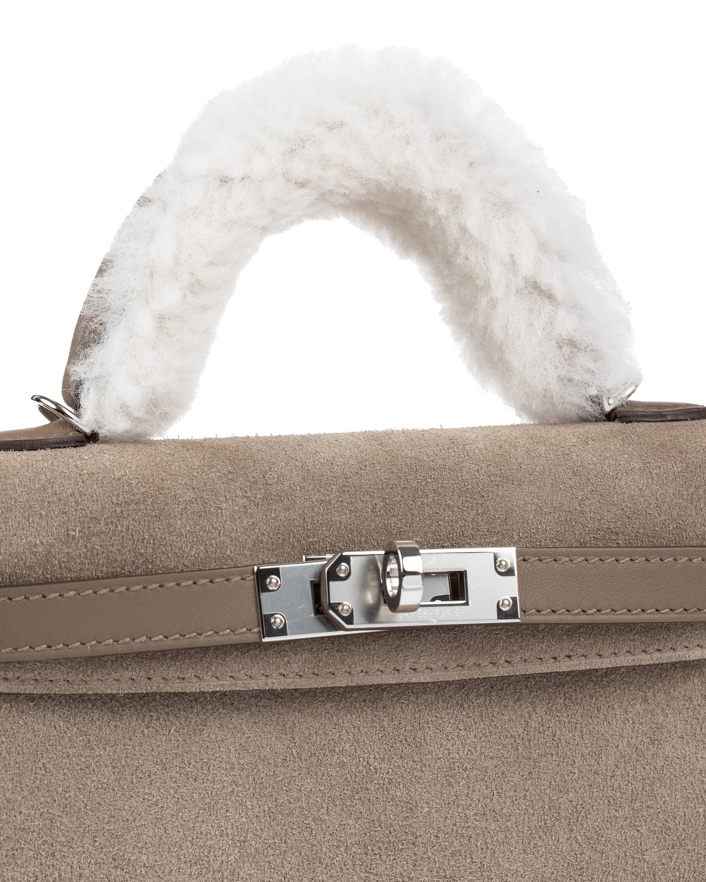 Kelly 20 Teddy in Gris Caillou and Etoupe Swift Palladium Hardware