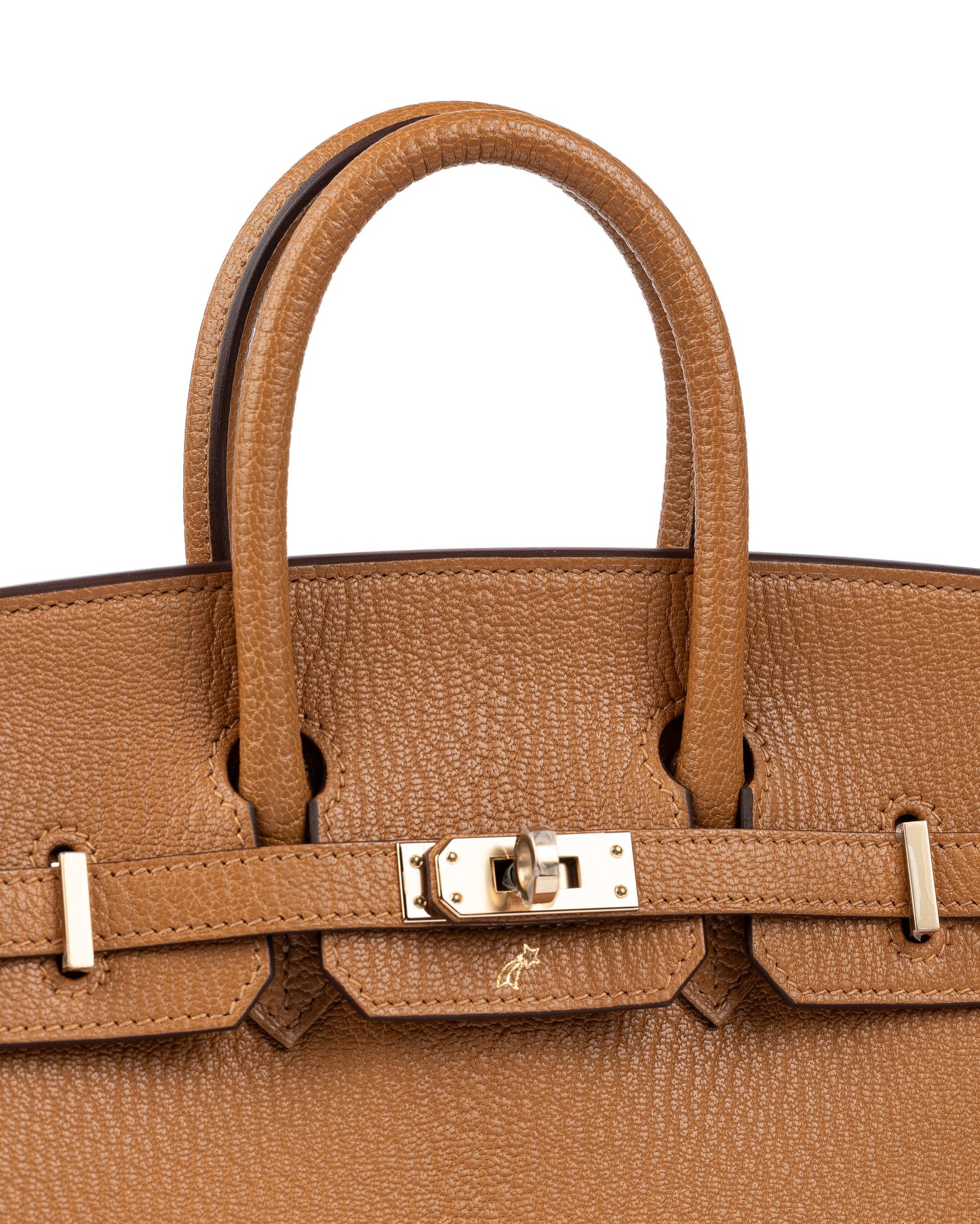 Birkin 25 HSS Caramel with Rose Mexico Interior in Chèvre Leather with Light Gold Hardware