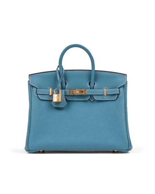 Birkin 25 Blue Jean in Togo Leather with Gold Hardware