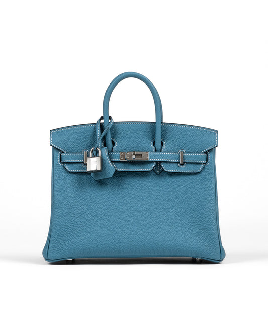 Birkin 25 Blue Jean in Togo Leather with Palladium Hardware