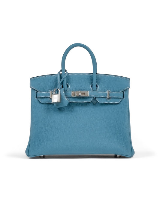 Birkin 25 Blue Jean in Togo Leather with Palladium Hardware