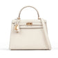 Kelly 25 Sellier Craie in Epsom leather with Gold Hardware