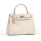 Kelly 25 Sellier Craie in Epsom leather with Gold Hardware