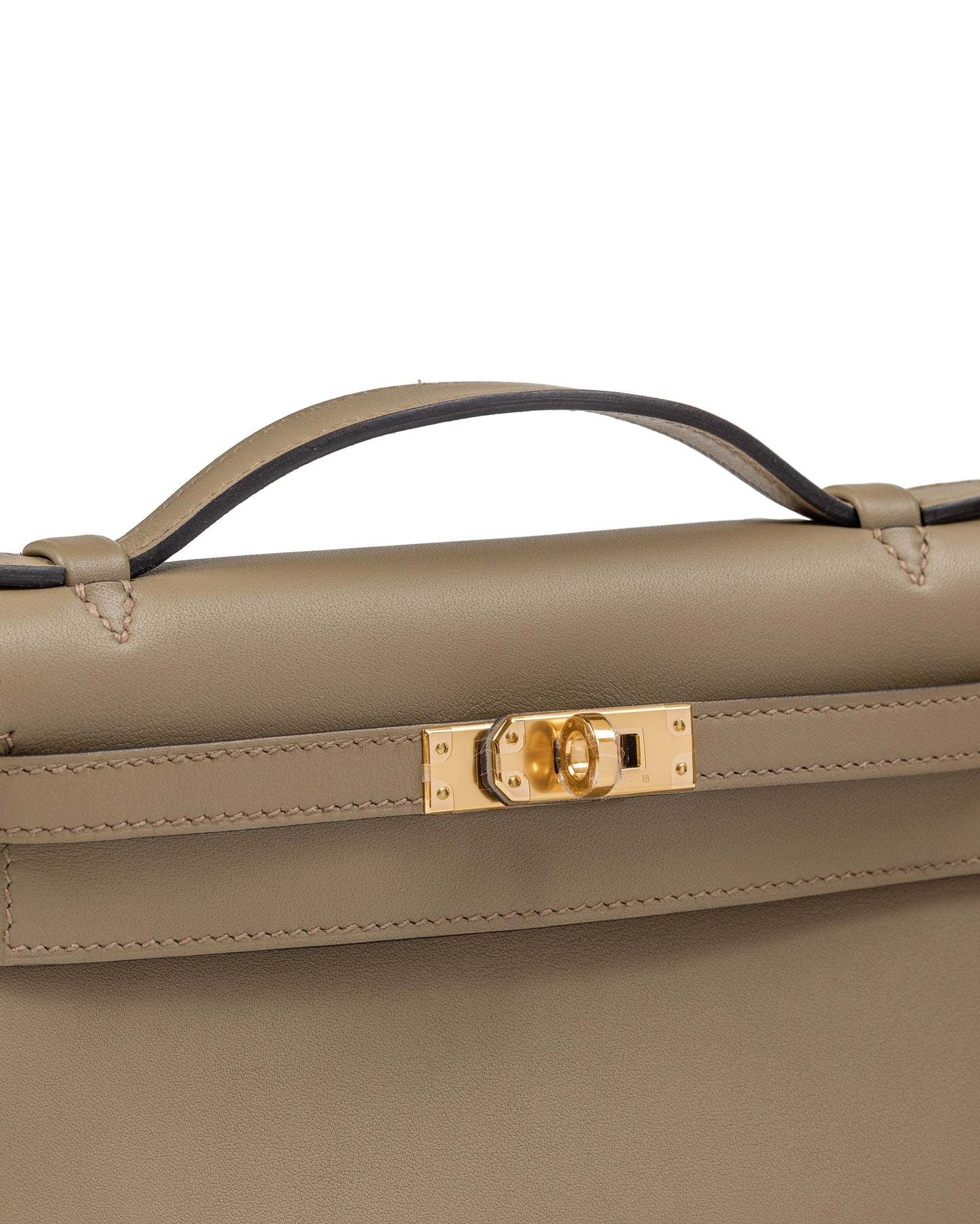 Kelly Pochette in Beige Marfa Swift Leather with Gold Hardware