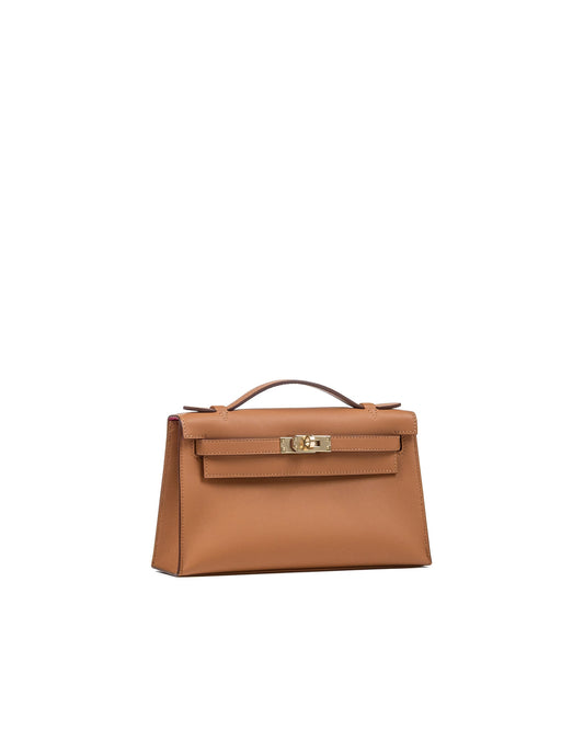 Kelly Pochette HSS in Gold Swift with Rose Mexico Interior and Permabrass Hardware