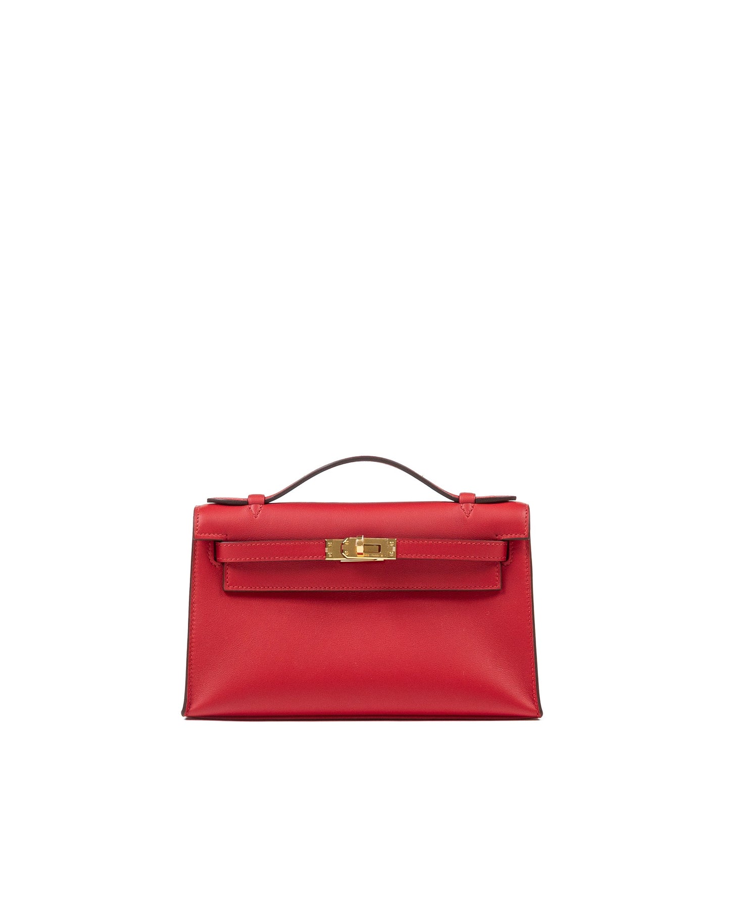 Kelly Pochette Rouge Radieux in Swift Leather with Gold Hardware
